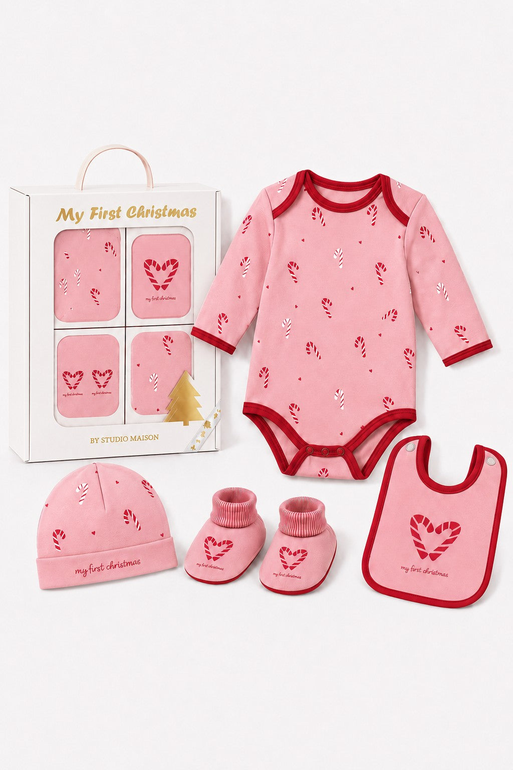GIFTBOX REINDEER 4PC SET Pink