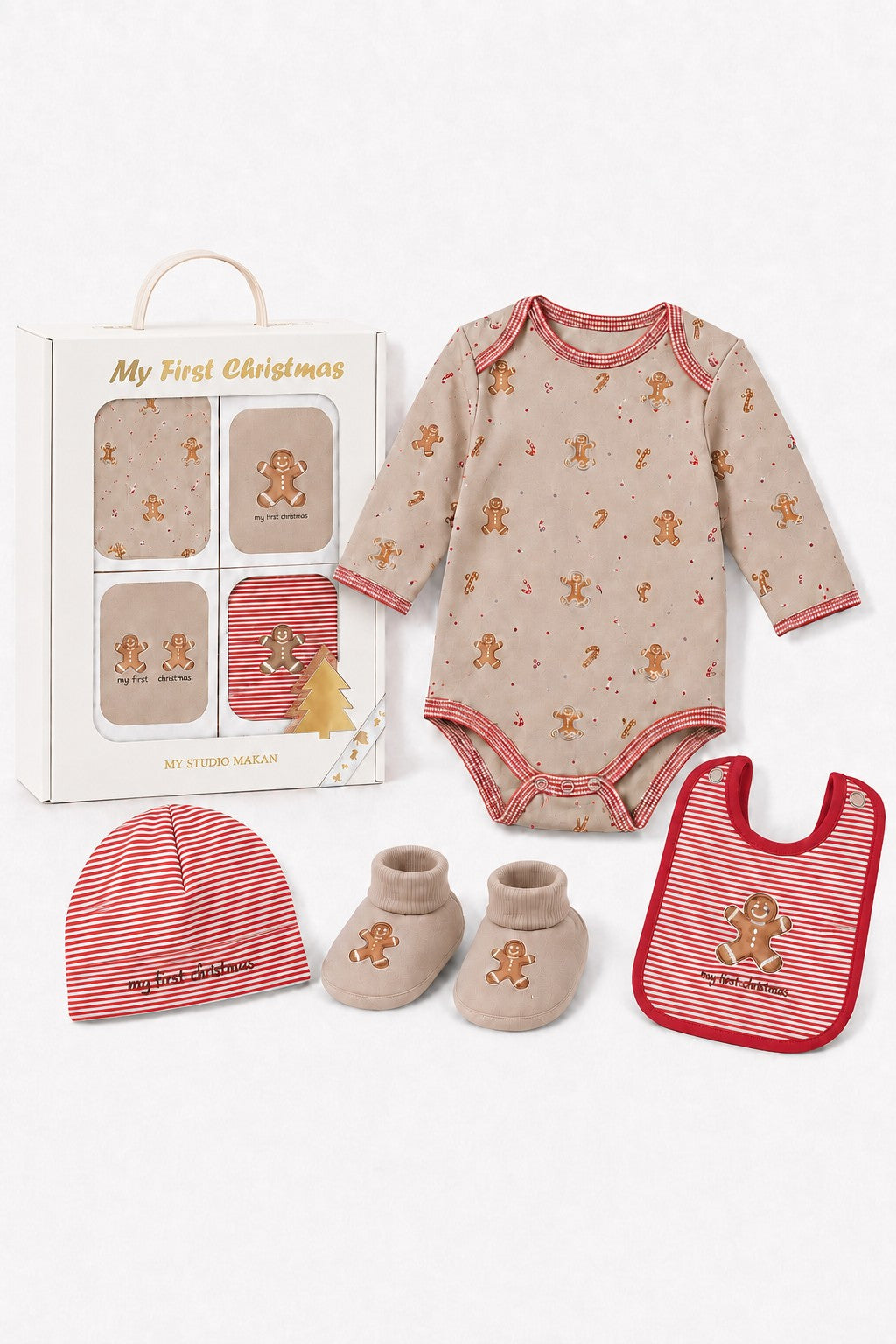 GIFTBOX REINDEER 4PC SET Gingerbread