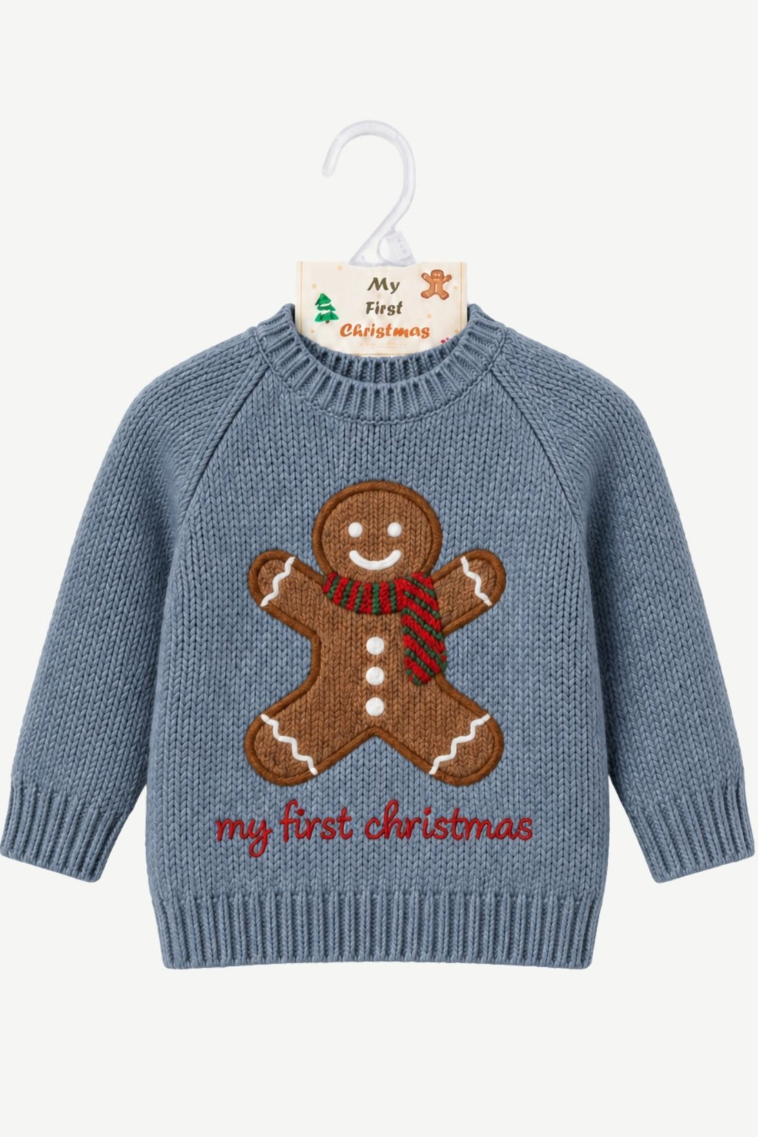 KNITTED SWEATER GINGERBREAD SAND Faded denim