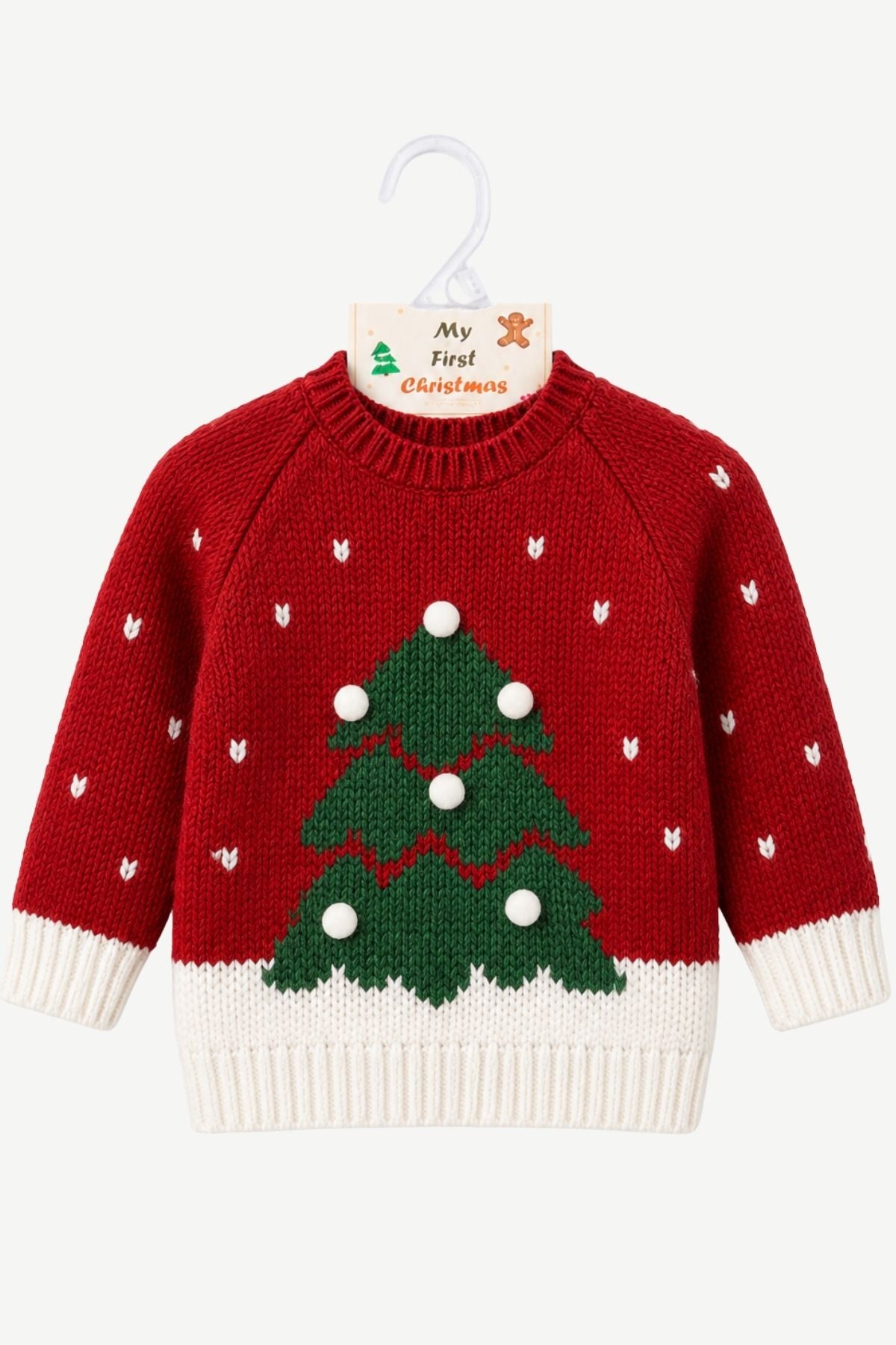 KNITTED SWEATER TREE+SNOW  red