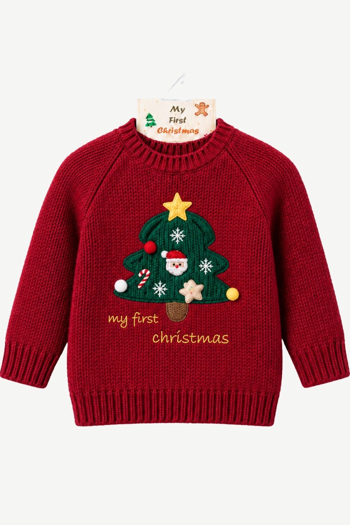 KNITTED SWEATER CHRISTMAS TREE COSY Dark Red