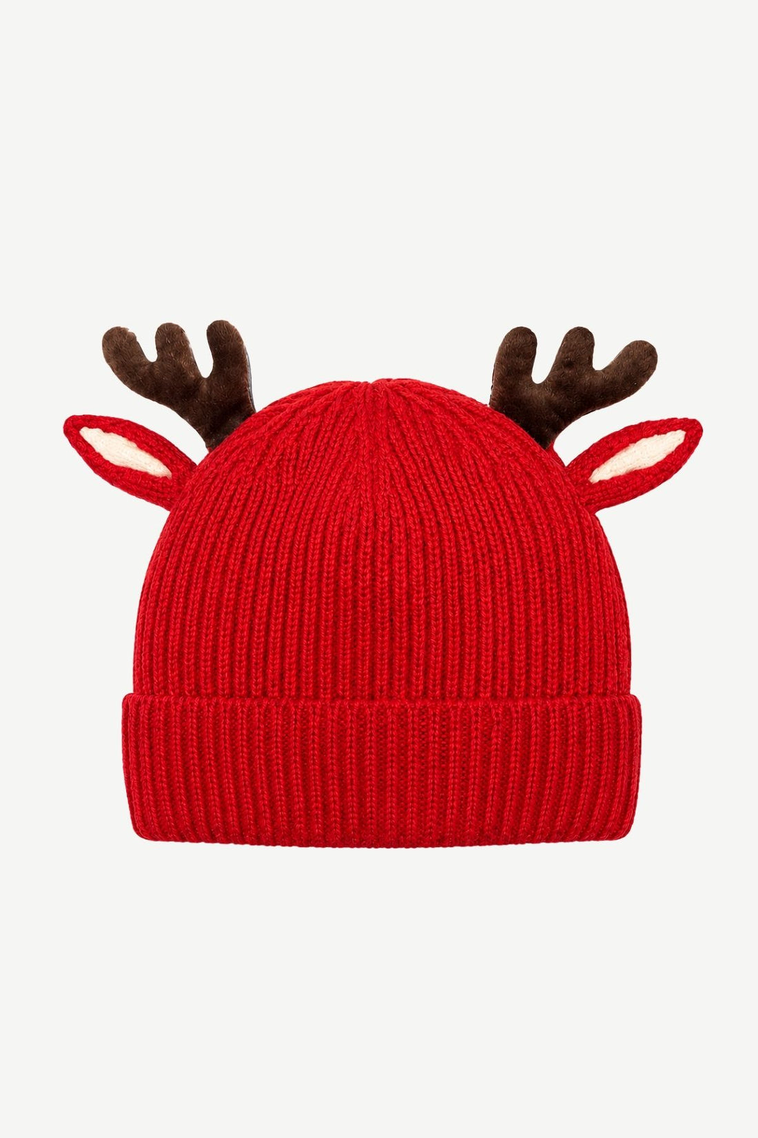 KNITTED BEANIE DEER RED red