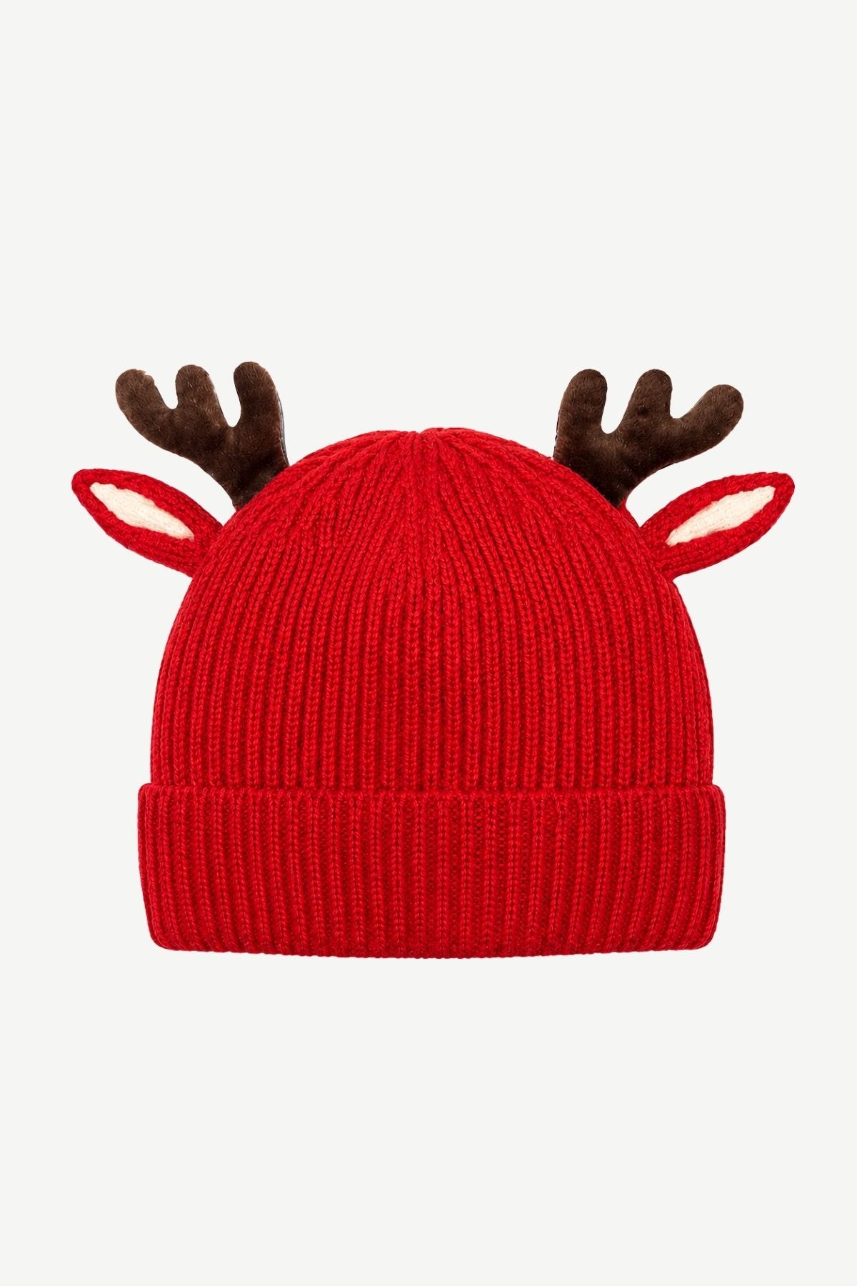 KNITTED BEANIE DEER RED red