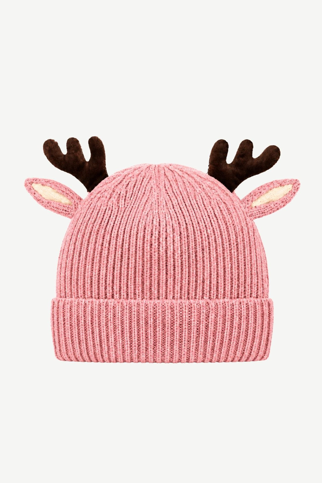KNITTED BEANIE DEER RED Pink