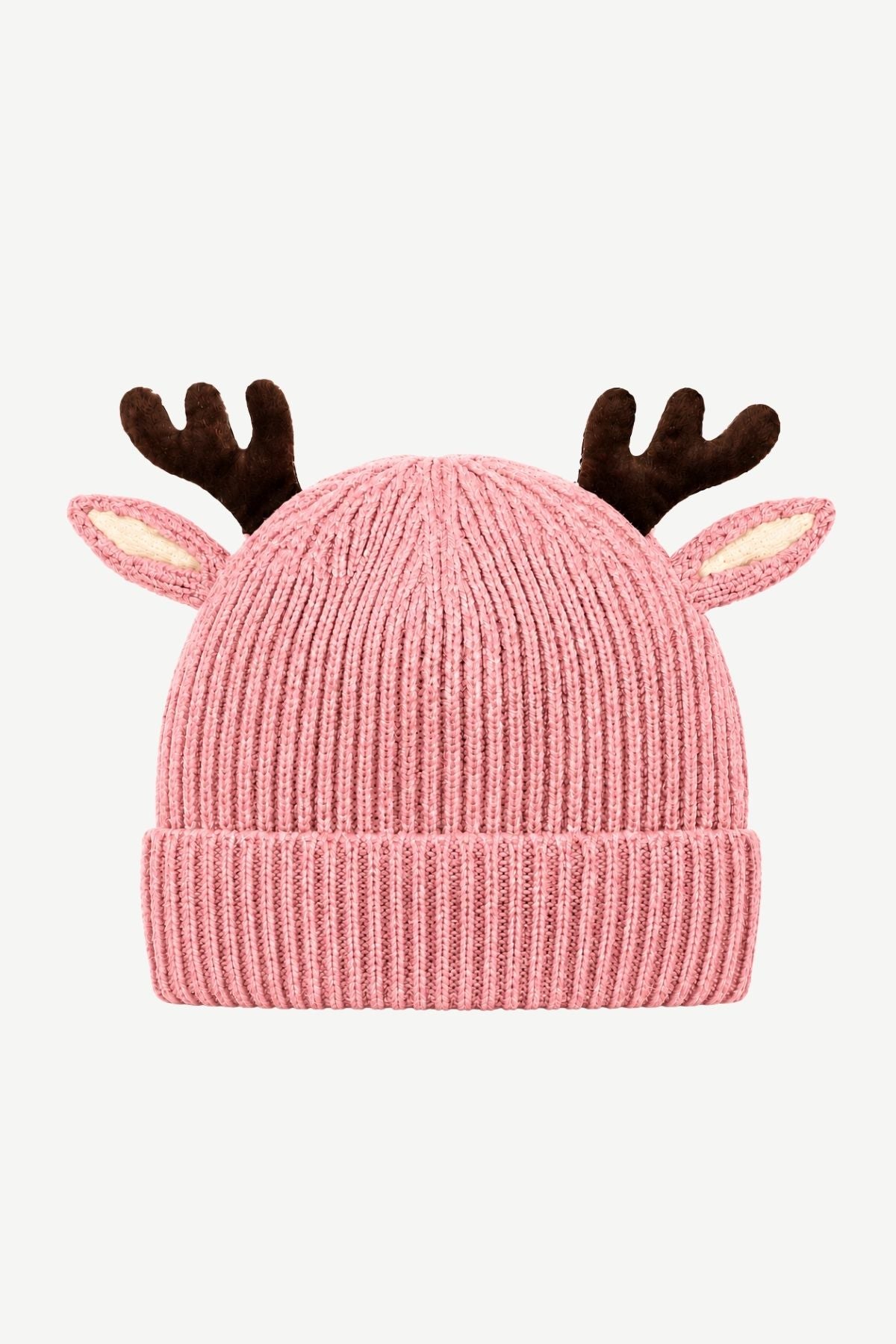 KNITTED BEANIE DEER RED Pink