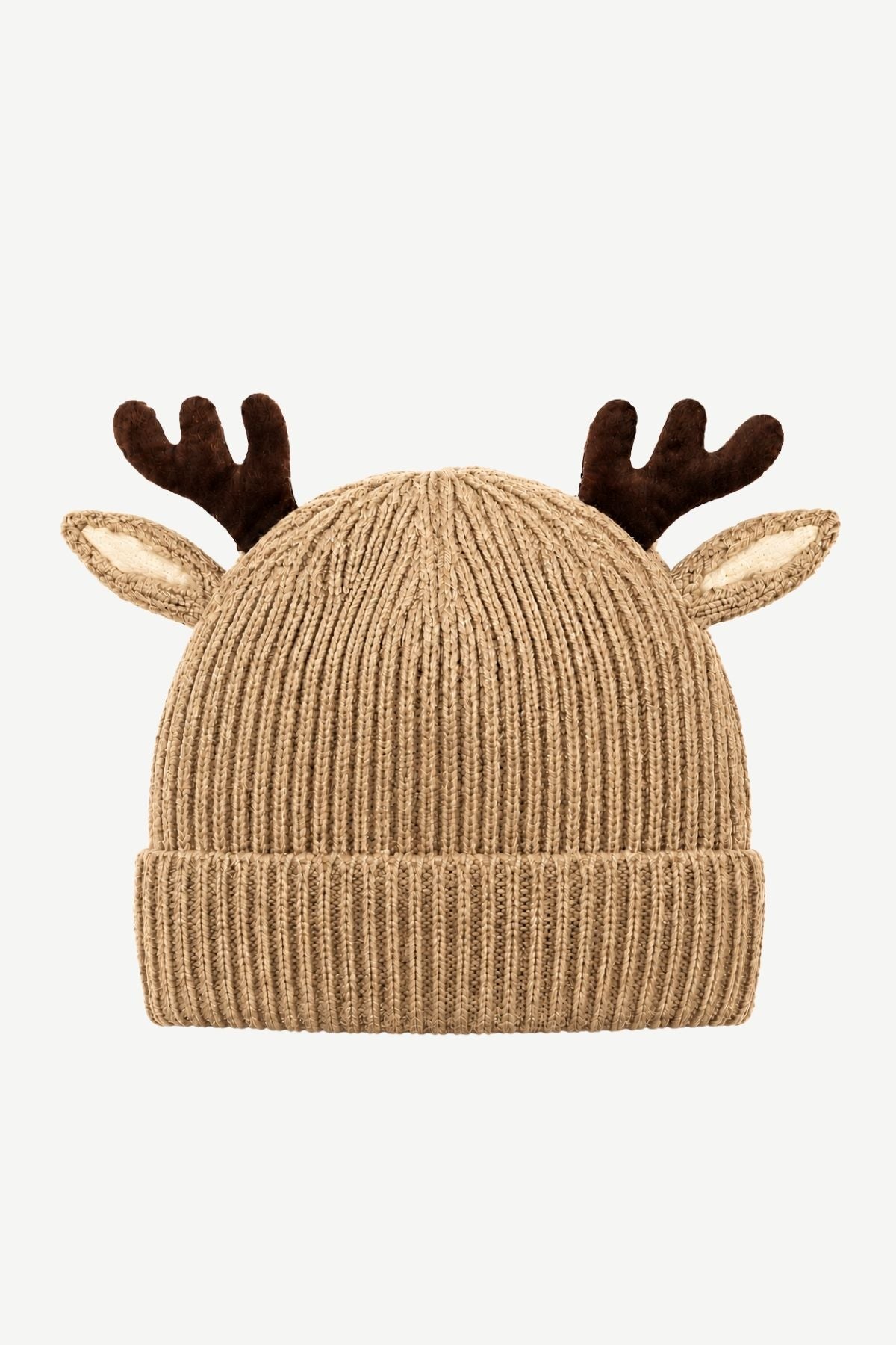 KNITTED BEANIE DEER RED Sand